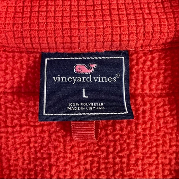 Men’s Vineyard Vines Fleece 1/4 Zip Pullover -Large- Orange-Coral /Navy - Picture 5 of 8